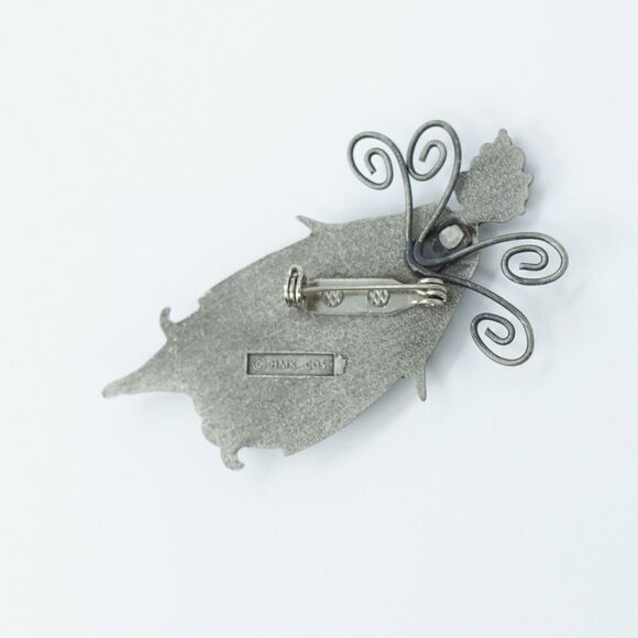 Vintage Fairy Brooch HMK Hallmark Pewter Whimsical Ethereal Mystical Goblincore - Picture 5 of 10